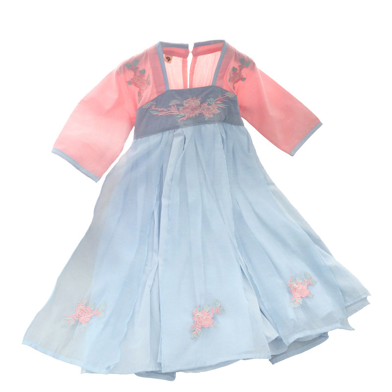 女童汉服 齐胸襦裙中国风 秋装新款儿童仙女裙刺绣表演服宝宝唐装