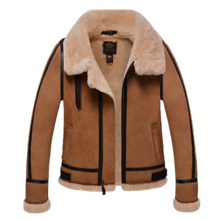 b3进口磨砂飞行皮衣保暖皮毛一体羊皮外套防寒大表姐皮草女款高端