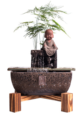 陶迷禅意风陶瓷喷泉家用工艺摆件