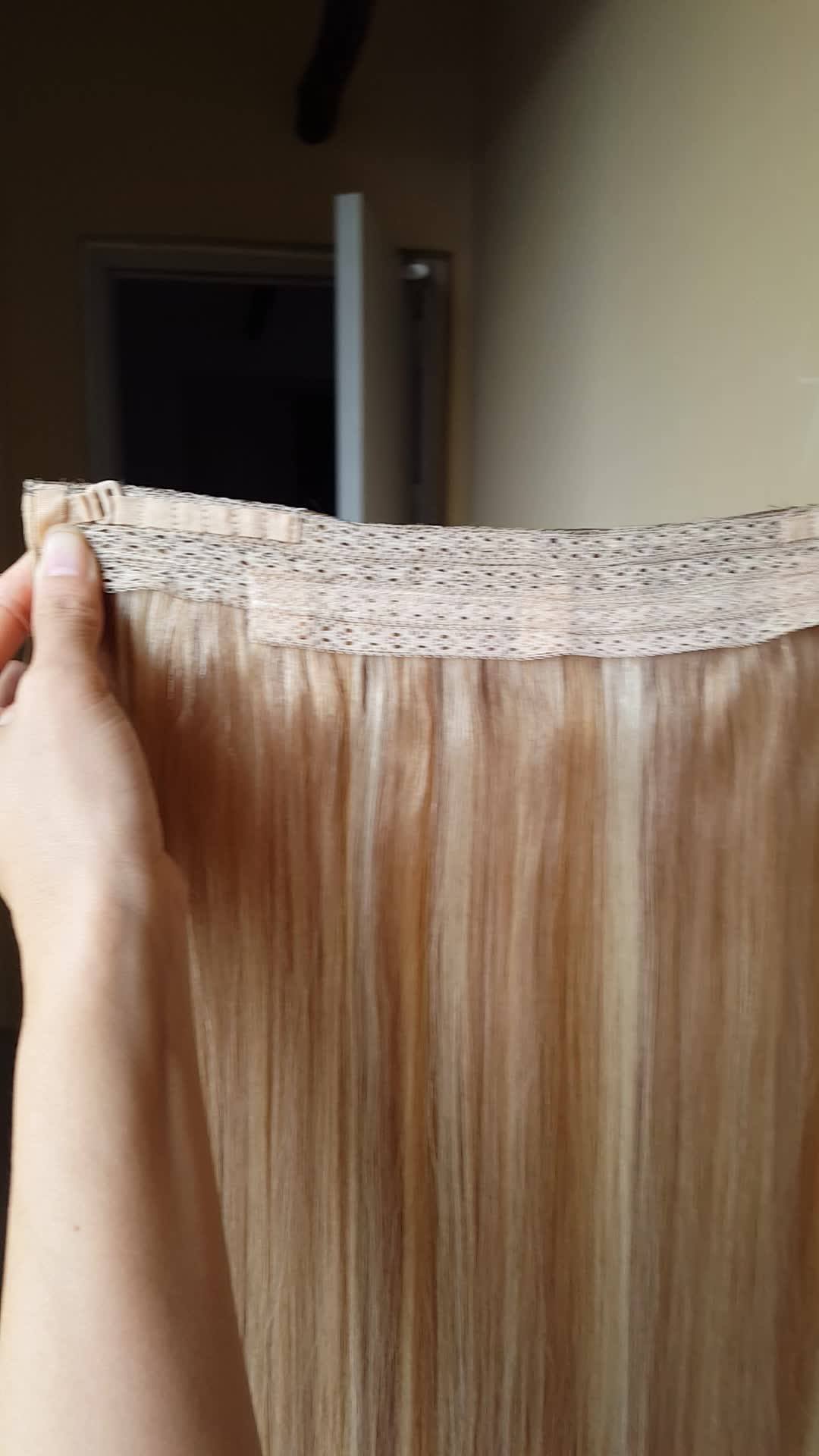 2017 Tangle Free Thick Ends 100 Remy Human Hair Fish Wire Hair Halo