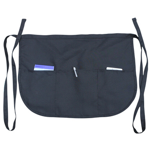 新款半身餐饮酒店围裙服务员专用多口袋半截上班围腰定制logo印字