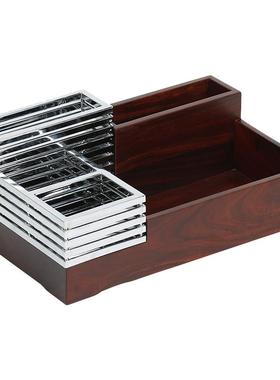 办公室桌面创意木质遥控器收纳盒