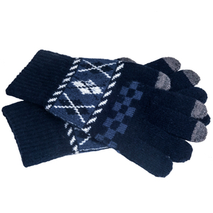 秋冬 舒适百搭 老年青年少年 男朋友 触屏毛线分指手套 蓝色 灰色
