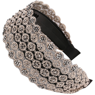 韩国头饰宽边蕾丝发箍女水钻压发洗脸头箍防滑发卡简约发窟发饰品