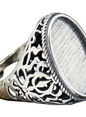 diy霸气风蓝珀镶嵌蜜蜡戒指空托