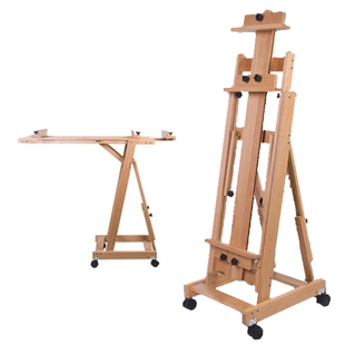 榉木平立两用大画架水彩实木油画架广告画架木制画架带轮子绘画