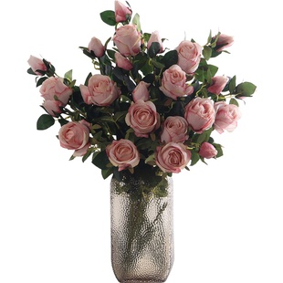 保加利亚玫瑰花仿真花束套装客厅复古绢花假花摆件餐桌装饰花摆设