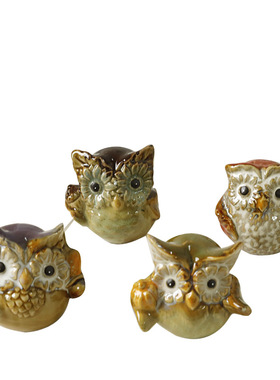 陶瓷可爱呆萌猫头鹰不褪色摆件