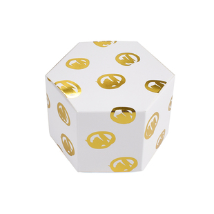 金色黑色条纹圆点六角盒情人节迷你巧克力包装纸盒糖果礼品盒定做