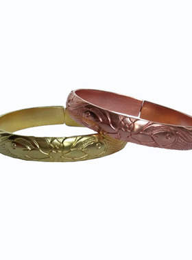 紫铜实心加厚精美雕花包邮手镯