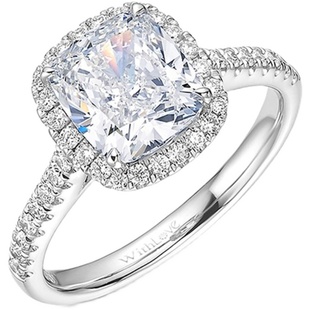 WithLove 18K金结婚钻戒群镶垫形小方糖钻石戒指50分克拉GIA真钻