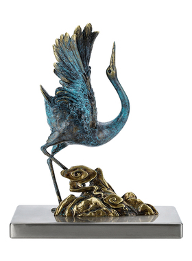 办公室桌面火烈鸟饰品铜仙鹤摆件