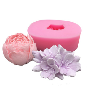 樱花簇花苞硅胶模具巧克力翻糖烘焙工具皂模石膏蜡烛滴胶花蕊模具