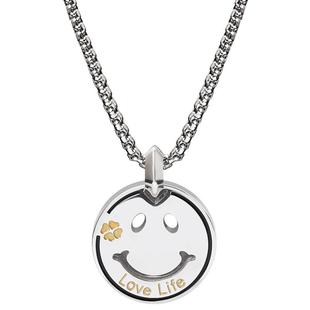 笑脸项链男生潮牌百搭高级感银色钛钢首饰品情侣微笑吊坠男士项链