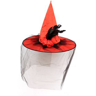 万圣节化妆舞会派对巫婆帽鬼节装扮玫瑰花帽纱帽南瓜帽子酒吧装饰