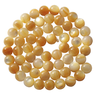 螺钿鱼骨珍珠母贝壳圆珠黄金贝蛤蜊光黄贝散珠子DIY手串项链包邮