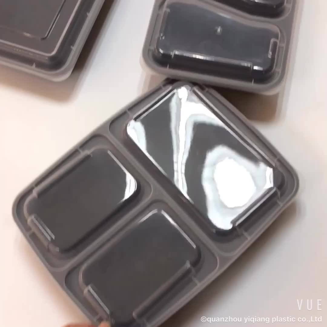 Reusable Take Out 3 Compartment Disposable Plastic Shim Plate With Lid