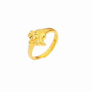 欧币镀金假黄金戒指女仿金海豚四叶草花开口戒指金色首饰