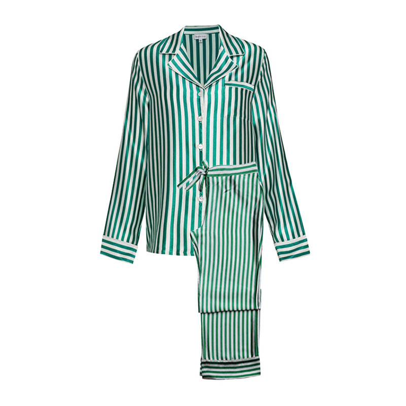 【EHouse】MANITO Stripe真丝睡衣条纹长袖套装 家居服 吴昕同款
