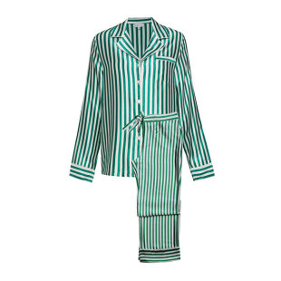 【EHouse】MANITO Stripe真丝睡衣条纹长袖套装 家居服 吴昕同款