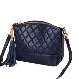 流苏贝壳包2025新款时尚潮真皮菱格包小斜挎包女百搭单肩贝壳小包
