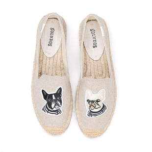 2023款浅口包头亚麻草编麻底鞋一脚蹬懒人休闲鞋布鞋厚底渔夫鞋女