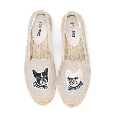 新款浅口亚麻草编麻底渔夫布鞋