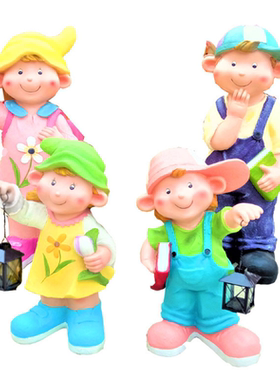 卡通风玻璃钢读书小孩雕塑摆件