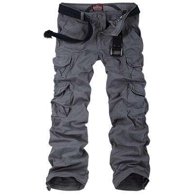 大码男士直筒休闲户外纯色多袋裤