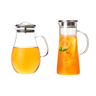 凉水壶耐热高硼硅玻璃水滴壶茶壶超大容量无铅玻璃壶果汁壶水扎壶