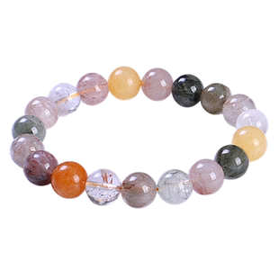 天然彩发晶手串多色多宝水晶手链单圈3圈手链旺运旺财水晶手串