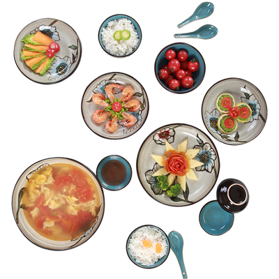 玉泉花语20头炻器韩式风餐具套装