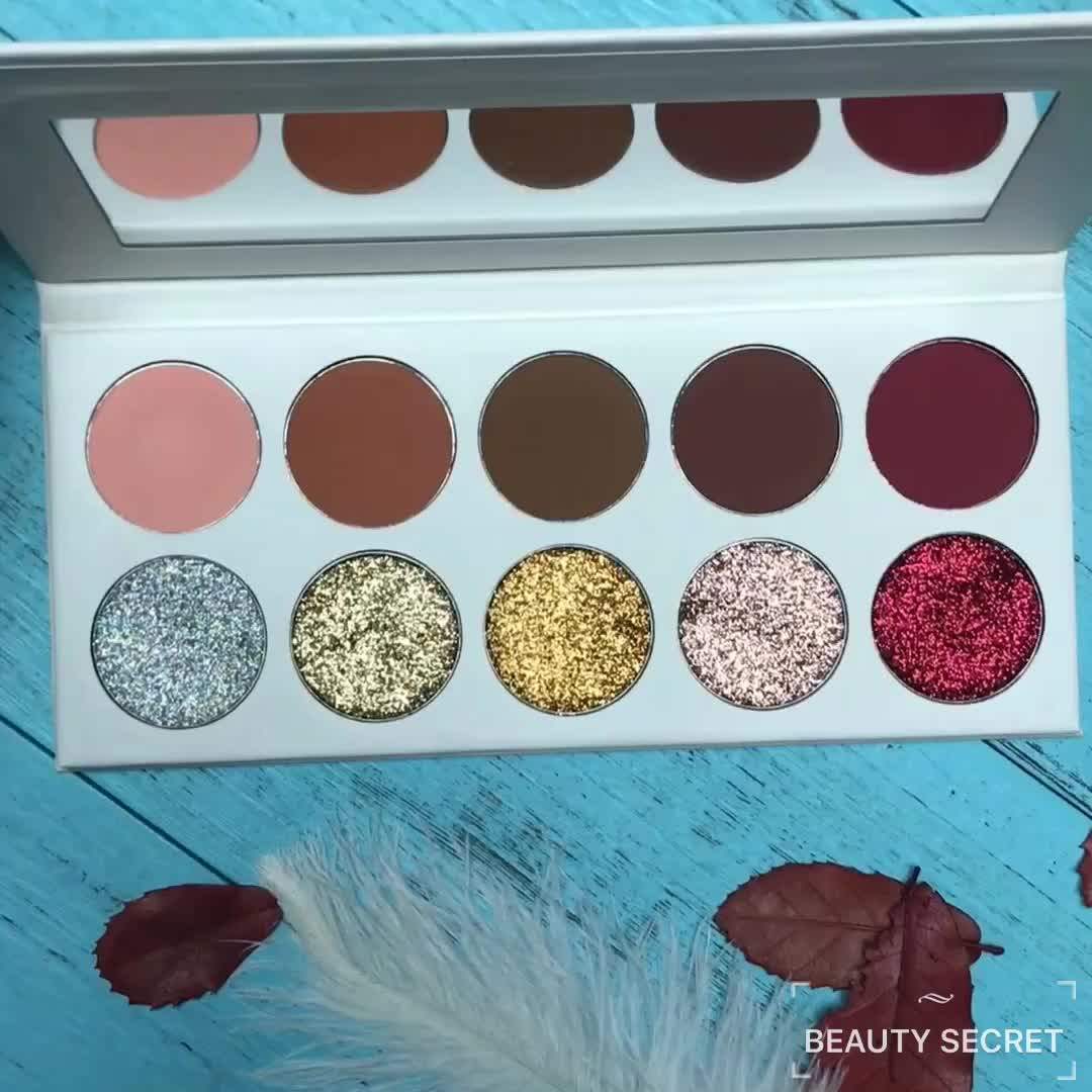 36mm Round Sparkle Cream Glitter 10 Color White Eyeshadow Pallet