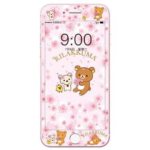 贝思希适用iphone6/7/8plus钢化膜苹果xsmax卡通XR全屏贴膜xs软边