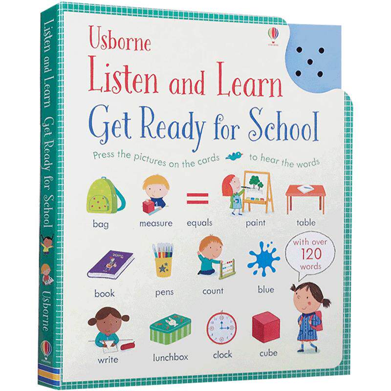 英文原版Usborne尤斯伯恩英语单词点读发声书Listen and Learn Get Ready for School启蒙认知卡片触摸发音2-6岁学前教育