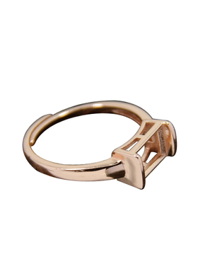 diy纯银方形万能时尚风戒指空托