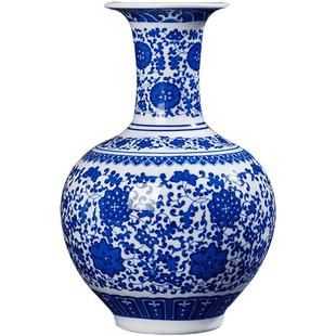 景德镇陶瓷器仿古青花瓷花瓶新中式酒柜装饰品家居客厅工艺品摆件