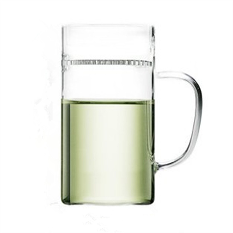 加厚耐热玻璃 月牙杯 带茶隔过滤泡茶器个人杯水杯花茶绿茶杯茶具