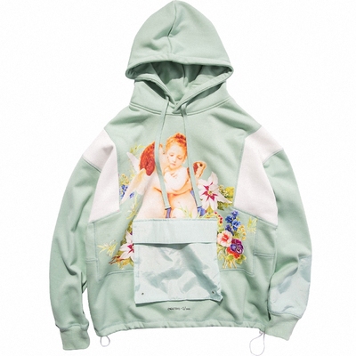 秋冬落肩情侣连帽卫衣