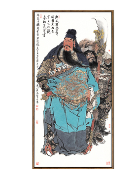 关公像武财神新中式风客厅布艺画