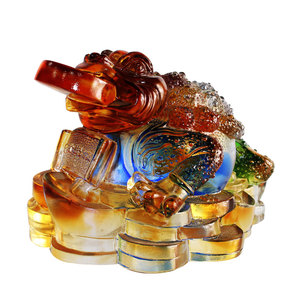 御品坊 琉璃大进财招财金蟾工艺礼品家居开业旺财镇宅风水摆件