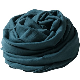 2025新款日系棉麻围巾女秋冬薄款纯色披肩丝巾百搭装饰长条纱巾