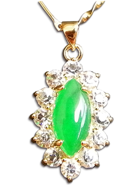 胡二翡翠老坑沙金色吊坠子项链子