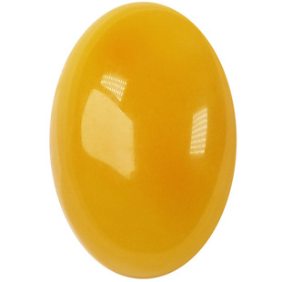 椭圆形天然石琥珀白花蜜蜡戒面裸石鸡油黄女款镶嵌定制戒指项链