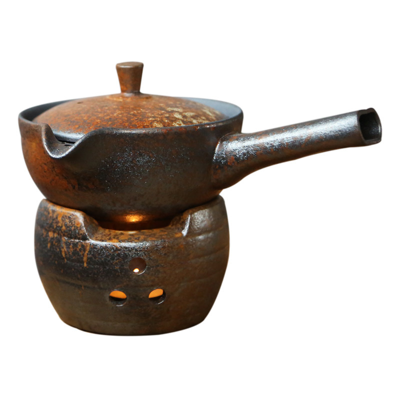 粗陶煮茶壶酒精煮茶炉功夫茶道功夫茶具仿古蜡烛茶壶温茶炉子套装