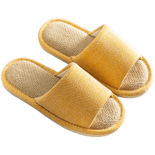 买一送一亚麻拖鞋女夏家用棉麻居家情侣防滑四季春秋地板室内静音
