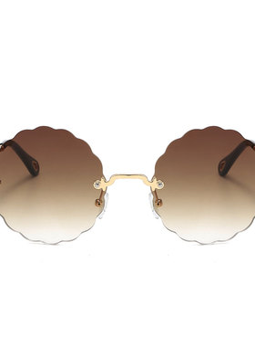 花朵墨镜切边个性透明粉色太阳镜