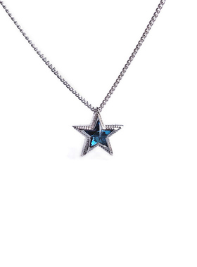 纯银百搭锁骨链短款吊坠蓝色水晶