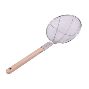 不锈钢捞篱大漏勺商用油炸过滤网捞面勺粗网网漏木柄笊篱饺子捞网