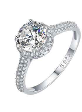 仿真简约风不掉色锆石镀白婚戒